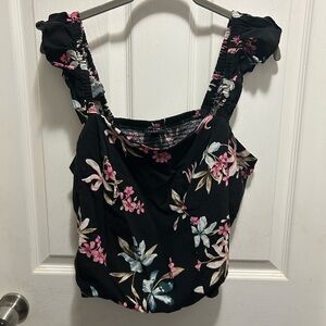 Torrid Black Floral Crop Top